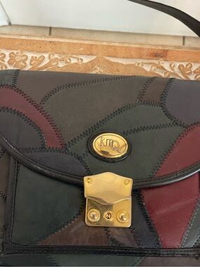 Patchwork Leather Crossbody with Gold Hardware - Multicolor